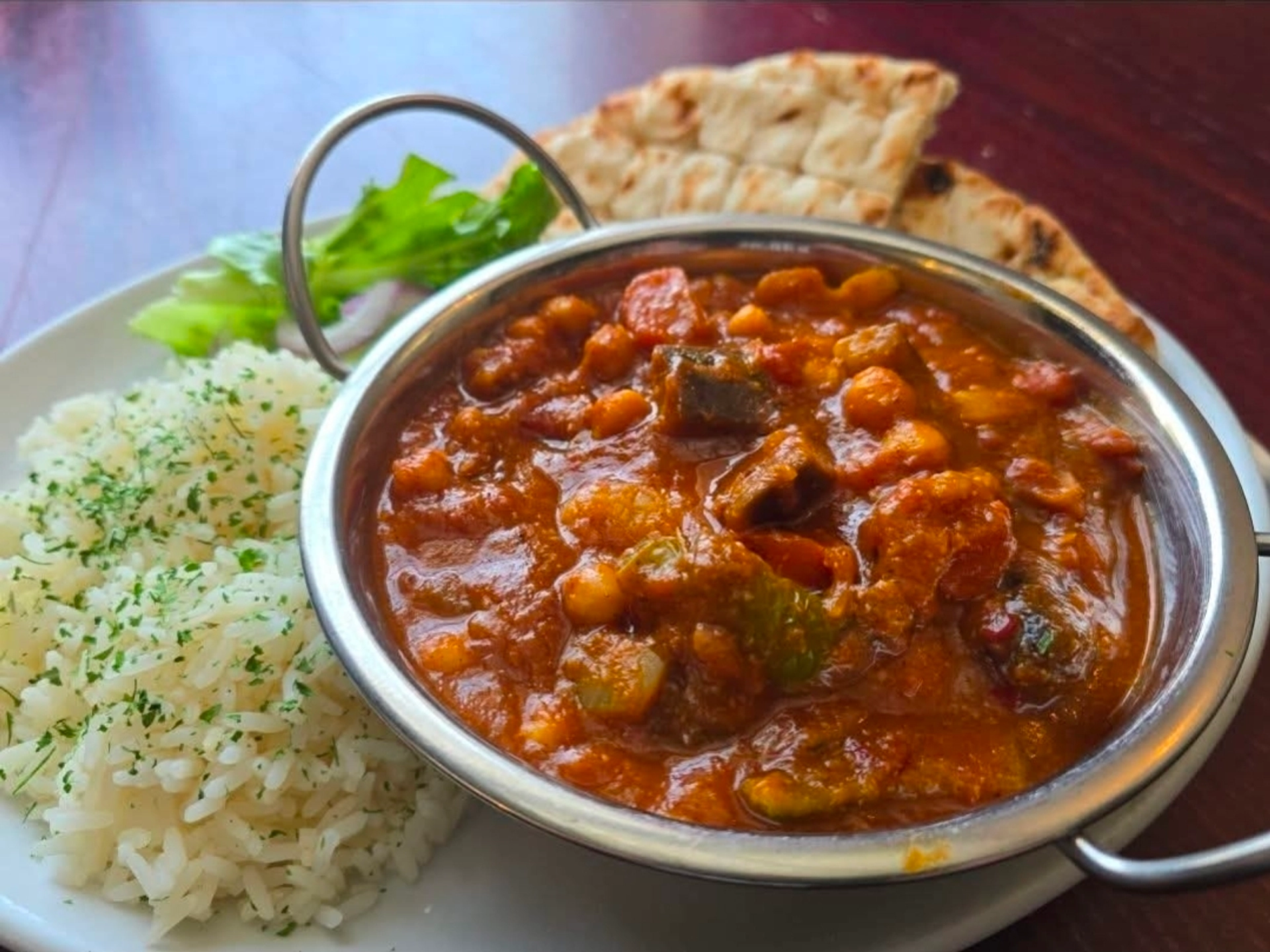 Colourful restaurant dish served on a plate